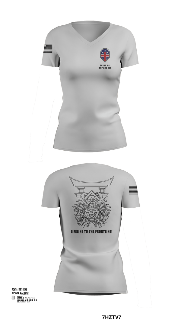 Womens Short Sleeve Vneck Shirt, 343rd Medical Hospital Augmentation Detachment, , Teamtime, Team time, sublimation, custom sports apparel, team uniforms, spirit wear, spiritwear, sports uniforms, custom shirts, team store, custom team store, fundraiser sports, apparel fundraiser