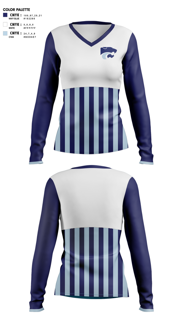 Womens Long Sleeve Vneck Shirt, DEPEW WILDCATS, Bowling, Teamtime, Team time, sublimation, custom sports apparel, team uniforms, spirit wear, spiritwear, sports uniforms, custom shirts, team store, custom team store, fundraiser sports, apparel fundraiser