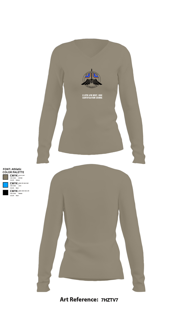 Womens Long Sleeve Vneck Shirt 1, 2-13th AVN REGT, 150U Certification Course, , Teamtime, Team time, sublimation, custom sports apparel, team uniforms, spirit wear, spiritwear, sports uniforms, custom shirts, team store, custom team store, fundraiser sports, apparel fundraiser