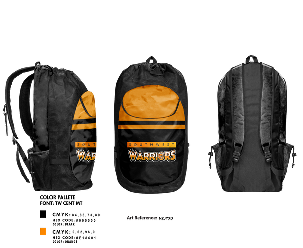 Gear Bag, Southwest Warriors Basketball, Spirit Store, Teamtime, Team time, sublimation, custom sports apparel, team uniforms, spirit wear, spiritwear, sports uniforms, custom shirts, team store, custom team store, fundraiser sports, apparel fundraiser