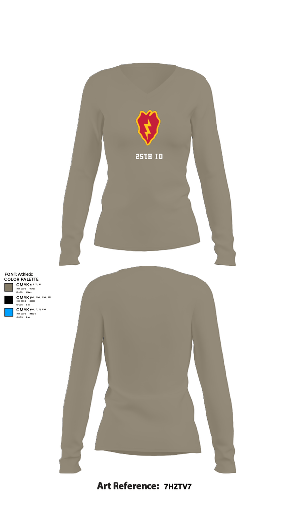 Women's Long Sleeve Vneck Shirt, 25th ID, Army, Teamtime, Team time, sublimation, custom sports apparel, team uniforms, spirit wear, spiritwear, sports uniforms, custom shirts, team store, custom team store, fundraiser sports, apparel fundraiser
