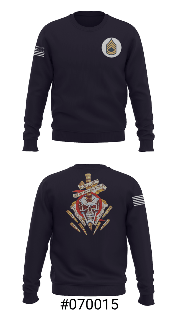 Crew Neck Sweatshirt, A Co 1/155 INF, Army, Teamtime, Team time, sublimation, custom sports apparel, team uniforms, spirit wear, spiritwear, sports uniforms, custom shirts, team store, custom team store, fundraiser sports, apparel fundraiser