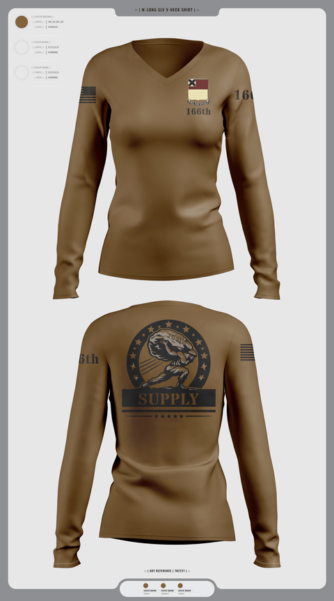 Womens Long Sleeve Vneck Shirt, HHD 166th Regiment, Army, Teamtime, Team time, sublimation, custom sports apparel, team uniforms, spirit wear, spiritwear, sports uniforms, custom shirts, team store, custom team store, fundraiser sports, apparel fundraiser