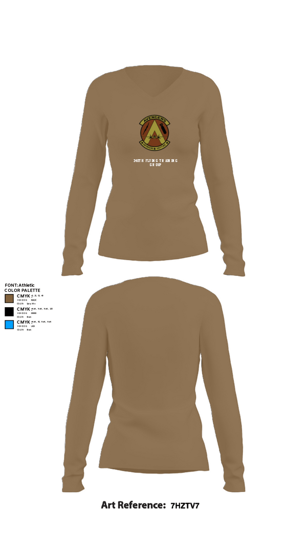 Women's Long Sleeve Vneck Shirt, 340th Flying Training Group, Air Force, Teamtime, Team time, sublimation, custom sports apparel, team uniforms, spirit wear, spiritwear, sports uniforms, custom shirts, team store, custom team store, fundraiser sports, apparel fundraiser