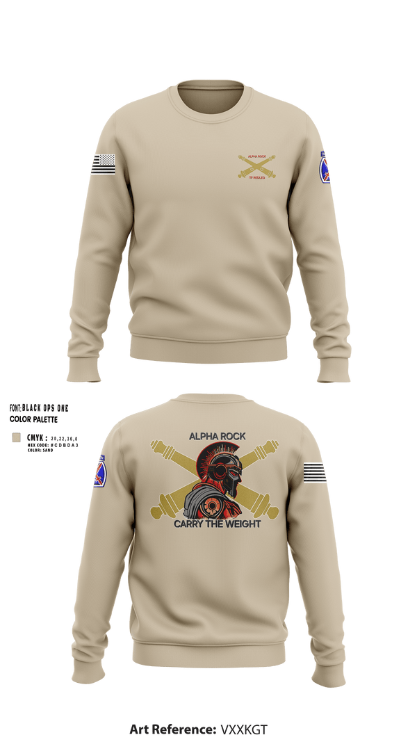 Crew Neck Sweatshirt, ALPHA ROCK, Army, Teamtime, Team time, sublimation, custom sports apparel, team uniforms, spirit wear, spiritwear, sports uniforms, custom shirts, team store, custom team store, fundraiser sports, apparel fundraiser