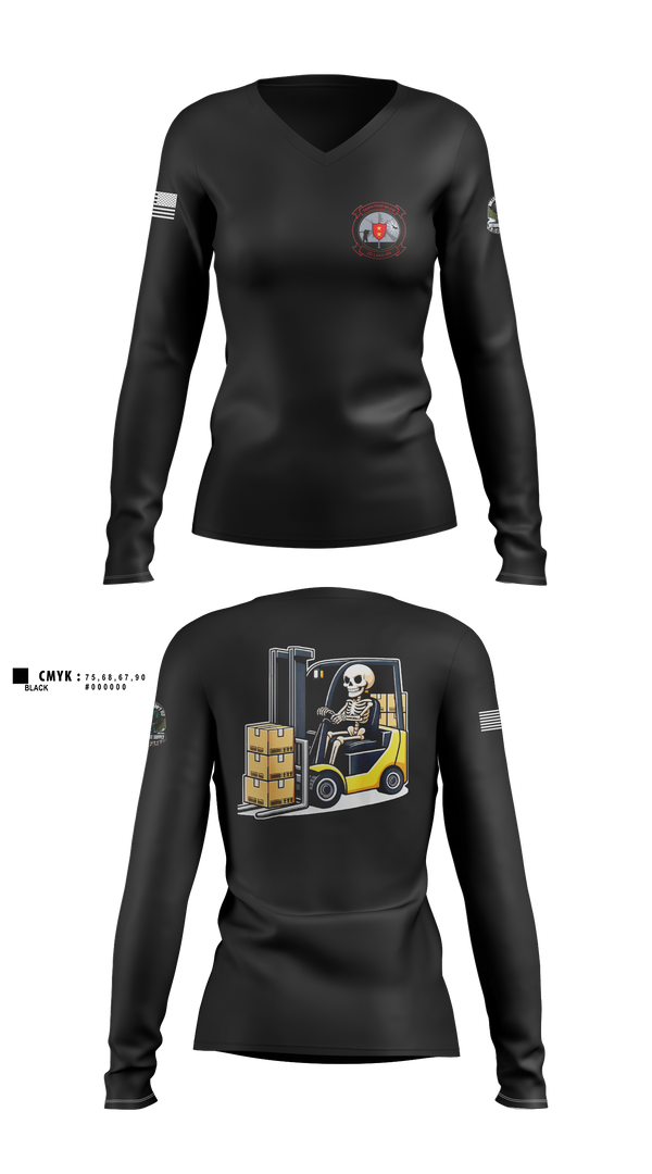 Womens Long Sleeve Vneck Shirt, , Marines, Teamtime, Team time, sublimation, custom sports apparel, team uniforms, spirit wear, spiritwear, sports uniforms, custom shirts, team store, custom team store, fundraiser sports, apparel fundraiser