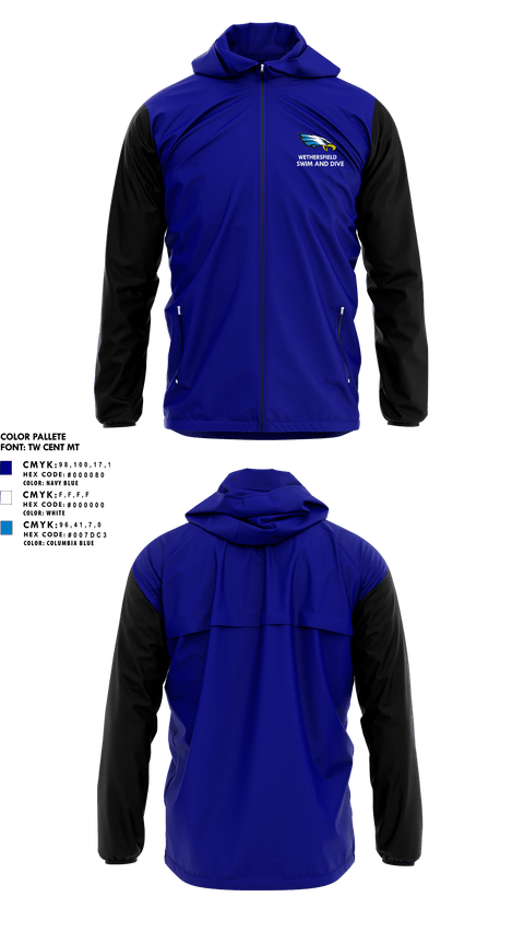 Windbreaker, Wethersfield High School Swimming, Swimming, Teamtime, Team time, sublimation, custom sports apparel, team uniforms, spirit wear, spiritwear, sports uniforms, custom shirts, team store, custom team store, fundraiser sports, apparel fundraiser