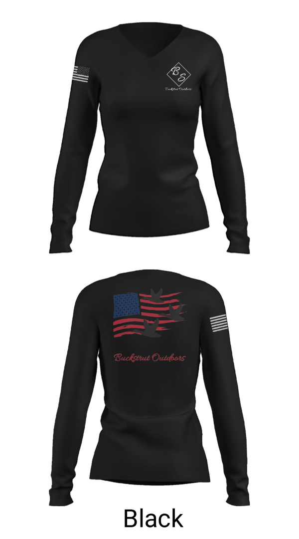 Women's Long Sleeve Vneck Shirt, Buckstrut OutdoorsBuckstrut Outdoors, , Teamtime, Team time, sublimation, custom sports apparel, team uniforms, spirit wear, spiritwear, sports uniforms, custom shirts, team store, custom team store, fundraiser sports, apparel fundraiser