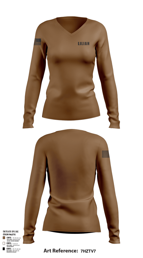 Womens Long Sleeve Vneck Shirt, LILIAN, Army, Teamtime, Team time, sublimation, custom sports apparel, team uniforms, spirit wear, spiritwear, sports uniforms, custom shirts, team store, custom team store, fundraiser sports, apparel fundraiser