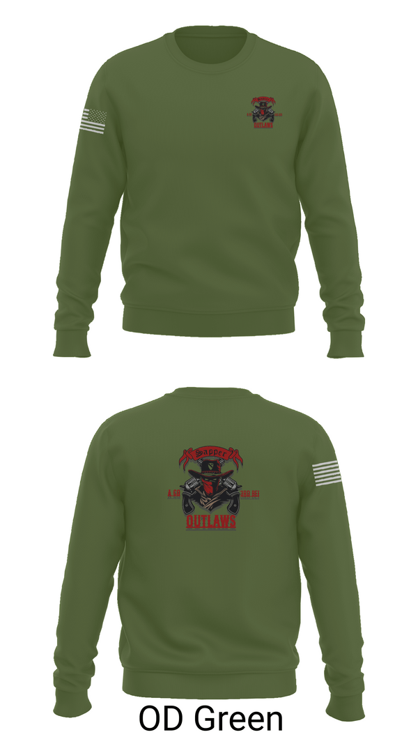 Crew Neck Sweatshirt, 1st Cav 3rd BEB ACO “Outlaw”, , Teamtime, Team time, sublimation, custom sports apparel, team uniforms, spirit wear, spiritwear, sports uniforms, custom shirts, team store, custom team store, fundraiser sports, apparel fundraiser