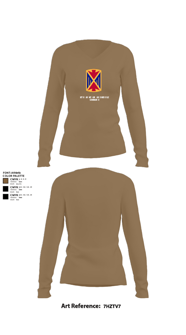 Womens Long Sleeve Vneck Shirt, 10th Army Air and Missile Command, Army, Teamtime, Team time, sublimation, custom sports apparel, team uniforms, spirit wear, spiritwear, sports uniforms, custom shirts, team store, custom team store, fundraiser sports, apparel fundraiser