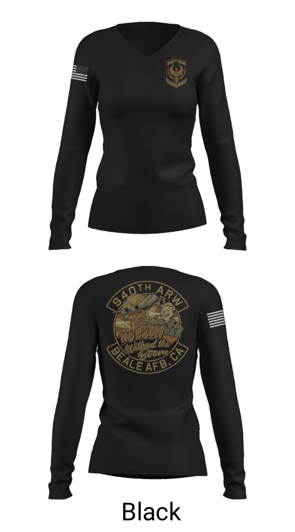 Women's Long Sleeve Vneck Shirt, 940 Air Refueling Wing, , Teamtime, Team time, sublimation, custom sports apparel, team uniforms, spirit wear, spiritwear, sports uniforms, custom shirts, team store, custom team store, fundraiser sports, apparel fundraiser