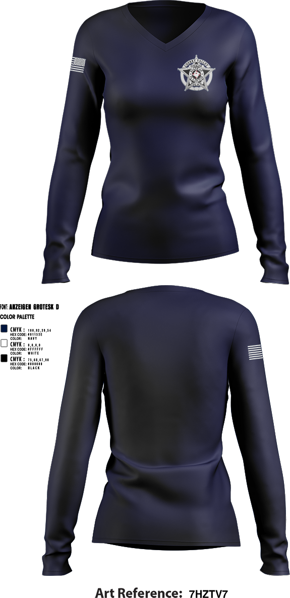 Womens Long Sleeve Vneck Shirt, Cherry Valley Police Department, , Teamtime, Team time, sublimation, custom sports apparel, team uniforms, spirit wear, spiritwear, sports uniforms, custom shirts, team store, custom team store, fundraiser sports, apparel fundraiser
