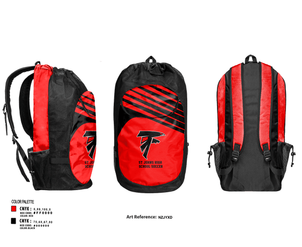 Gear Bag, St Johns High School Soccer, Men's Soccer, Teamtime, Team time, sublimation, custom sports apparel, team uniforms, spirit wear, spiritwear, sports uniforms, custom shirts, team store, custom team store, fundraiser sports, apparel fundraiser