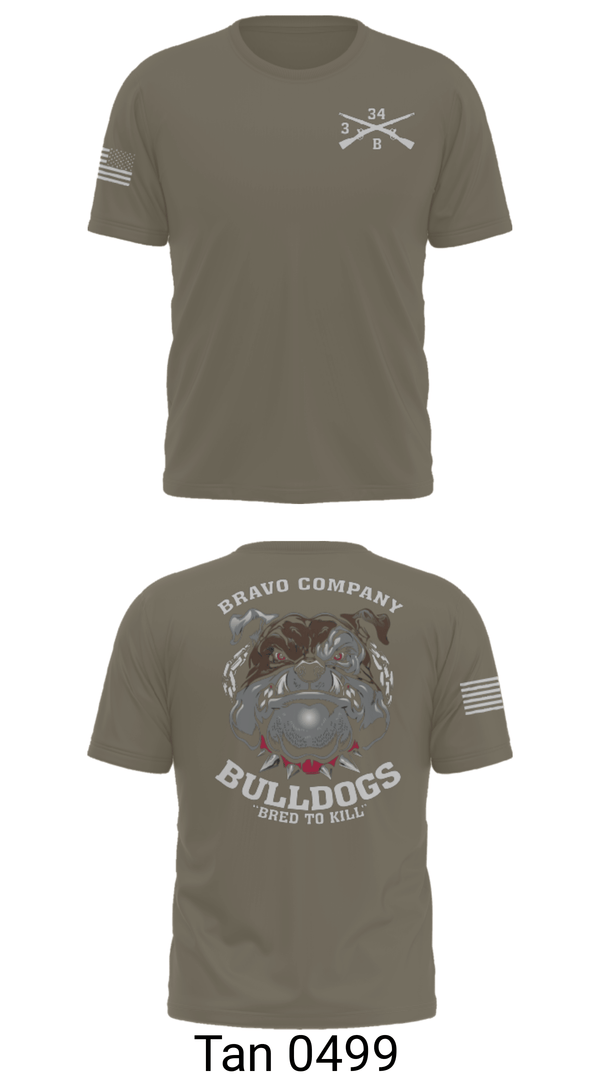 Old School Cotton Feel Shirt, B/3-34 Bulldogs, Army, Teamtime, Team time, sublimation, custom sports apparel, team uniforms, spirit wear, spiritwear, sports uniforms, custom shirts, team store, custom team store, fundraiser sports, apparel fundraiser