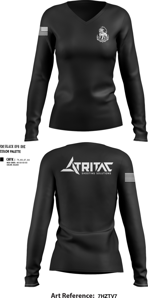 Womens Long Sleeve Vneck Shirt, Tritac Shooting Solutions, , Teamtime, Team time, sublimation, custom sports apparel, team uniforms, spirit wear, spiritwear, sports uniforms, custom shirts, team store, custom team store, fundraiser sports, apparel fundraiser