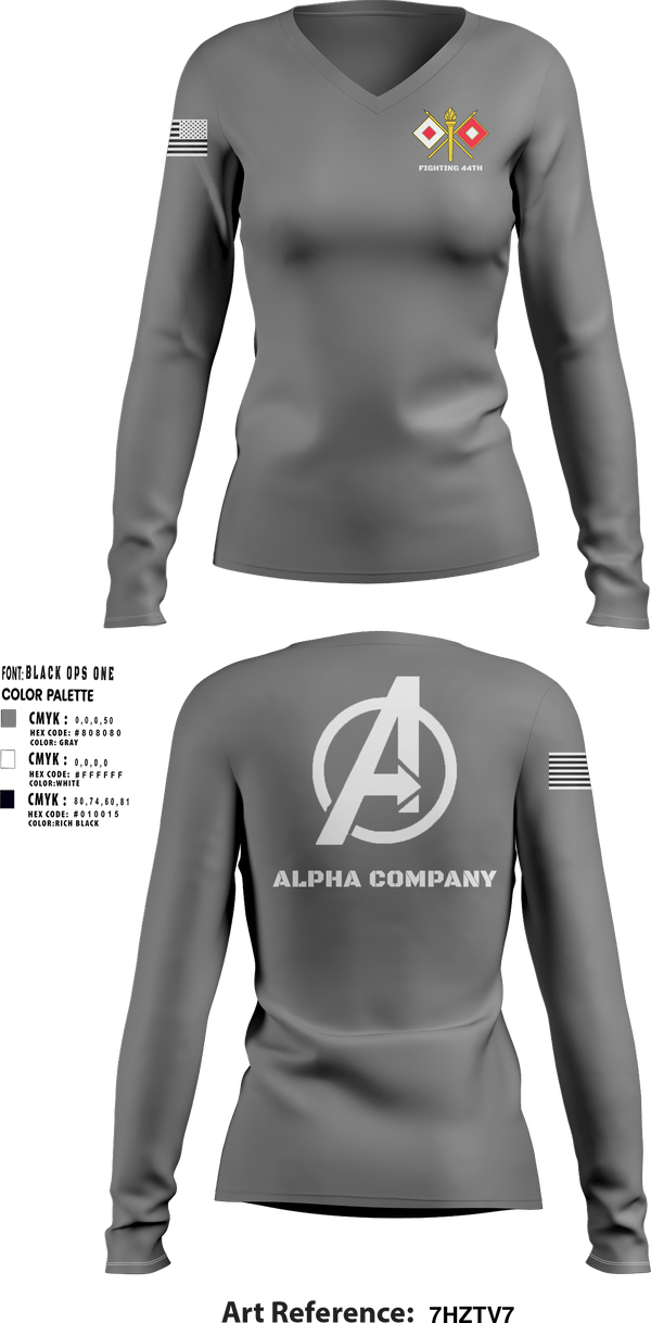 Women's Long Sleeve Vneck Shirt, Alpha Company, Army, Teamtime, Team time, sublimation, custom sports apparel, team uniforms, spirit wear, spiritwear, sports uniforms, custom shirts, team store, custom team store, fundraiser sports, apparel fundraiser