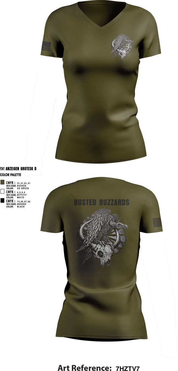 Women's Short Sleeve Vneck Shirt, CREW 3 BUSTED BUZZARDS, Army, Teamtime, Team time, sublimation, custom sports apparel, team uniforms, spirit wear, spiritwear, sports uniforms, custom shirts, team store, custom team store, fundraiser sports, apparel fundraiser