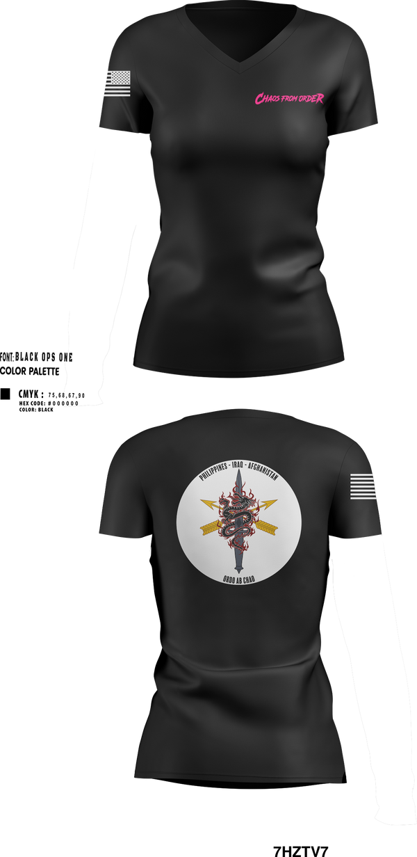 Womens Short Sleeve Vneck Shirt, ODB 170, Alpha Company, 3rd BN, 1SFG(A), Army, Teamtime, Team time, sublimation, custom sports apparel, team uniforms, spirit wear, spiritwear, sports uniforms, custom shirts, team store, custom team store, fundraiser sports, apparel fundraiser