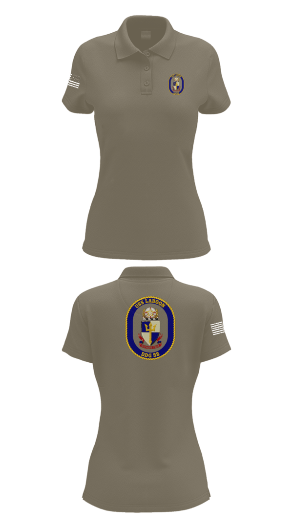 Womens Short Sleeve Performance Polo, USS LABOON - DDG 58, Navy, Teamtime, Team time, sublimation, custom sports apparel, team uniforms, spirit wear, spiritwear, sports uniforms, custom shirts, team store, custom team store, fundraiser sports, apparel fundraiser