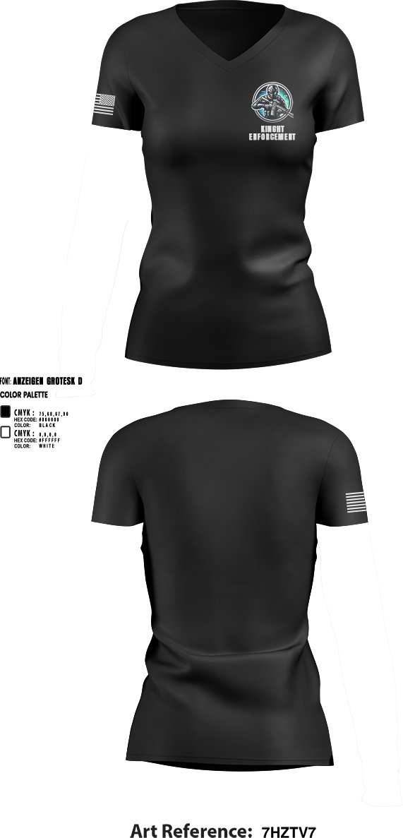 Womens Short Sleeve Vneck Shirt, KINGHT ENFORCEMENT, , Teamtime, Team time, sublimation, custom sports apparel, team uniforms, spirit wear, spiritwear, sports uniforms, custom shirts, team store, custom team store, fundraiser sports, apparel fundraiser