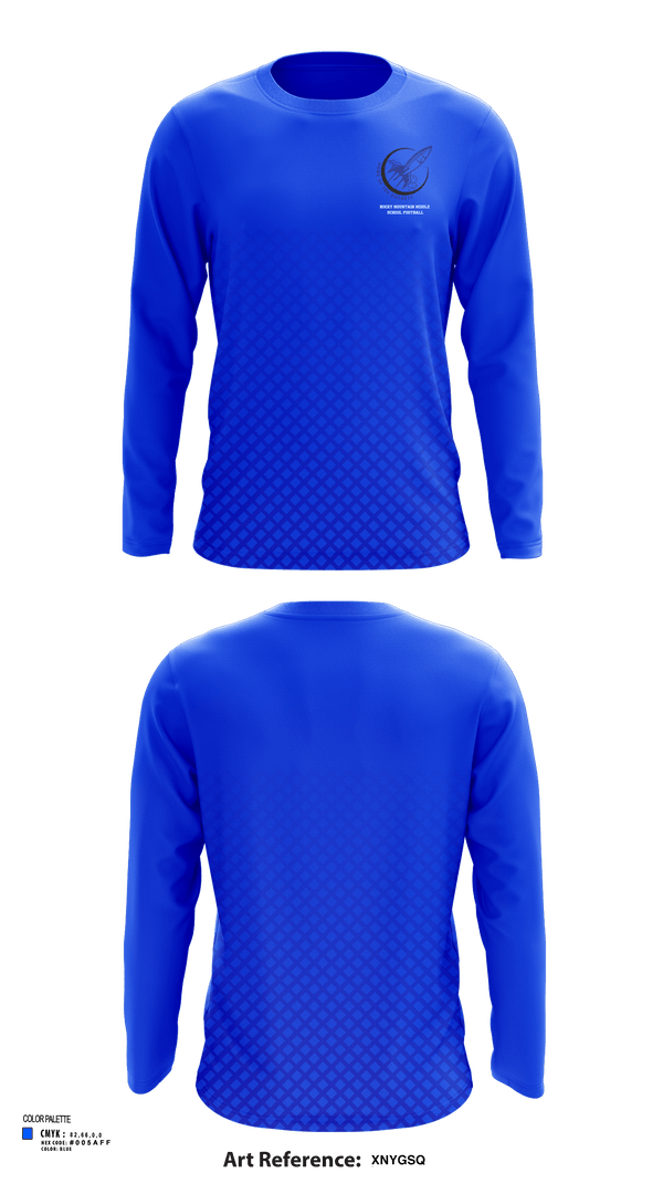 Long Sleeve Performance Shirt, Rocky Mountain Middle School Football, Football, Teamtime, Team time, sublimation, custom sports apparel, team uniforms, spirit wear, spiritwear, sports uniforms, custom shirts, team store, custom team store, fundraiser sports, apparel fundraiser