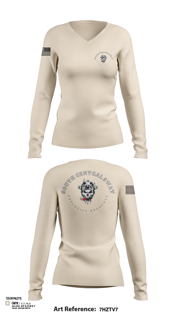 Womens Long Sleeve Vneck Shirt, SCR SWAT, , Teamtime, Team time, sublimation, custom sports apparel, team uniforms, spirit wear, spiritwear, sports uniforms, custom shirts, team store, custom team store, fundraiser sports, apparel fundraiser