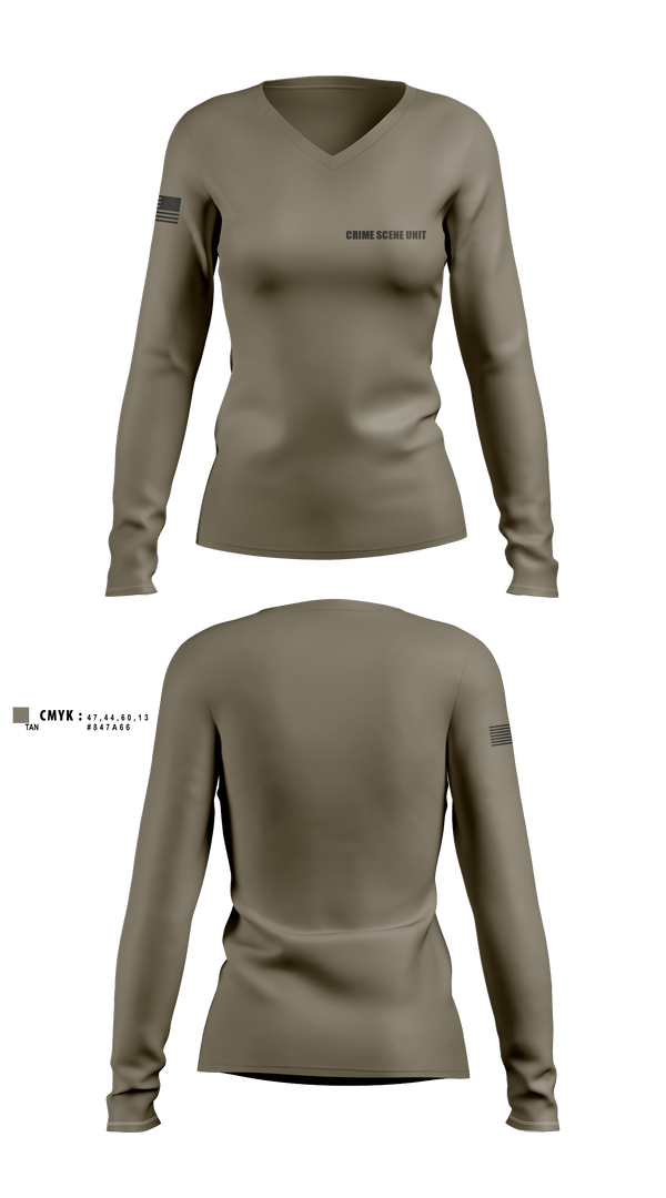 Womens Long Sleeve Vneck Shirt 1, Crime Scene Unit, , Teamtime, Team time, sublimation, custom sports apparel, team uniforms, spirit wear, spiritwear, sports uniforms, custom shirts, team store, custom team store, fundraiser sports, apparel fundraiser