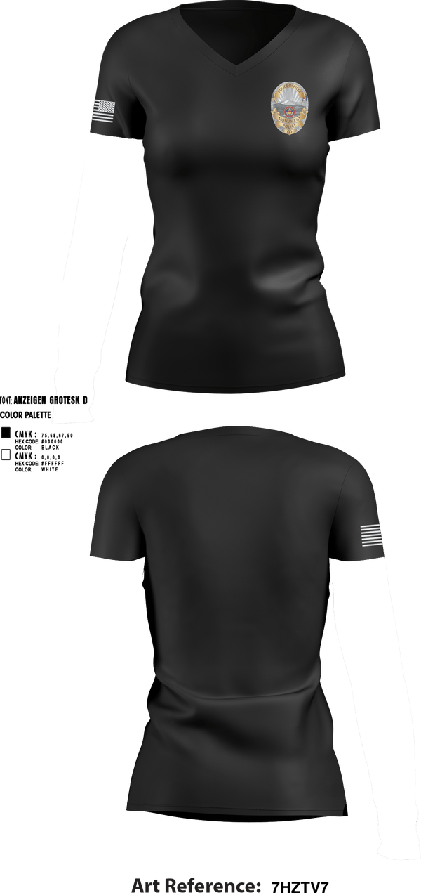Women's Short Sleeve Vneck Shirt, Monument Police Department, Police, Teamtime, Team time, sublimation, custom sports apparel, team uniforms, spirit wear, spiritwear, sports uniforms, custom shirts, team store, custom team store, fundraiser sports, apparel fundraiser