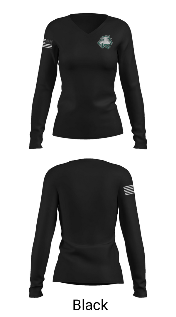 Womens Long Sleeve Vneck Shirt, Edmond Santa Fe High School Football, Football, Teamtime, Team time, sublimation, custom sports apparel, team uniforms, spirit wear, spiritwear, sports uniforms, custom shirts, team store, custom team store, fundraiser sports, apparel fundraiser