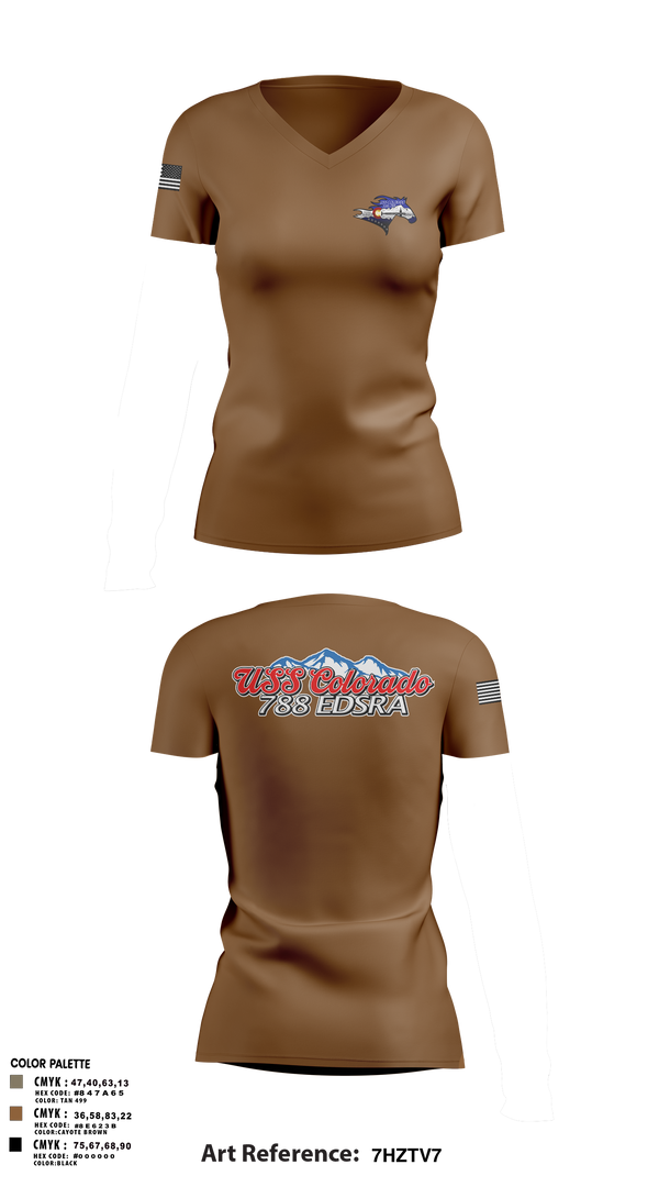 Womens Short Sleeve Vneck Shirt, USS Colorado, Navy, Teamtime, Team time, sublimation, custom sports apparel, team uniforms, spirit wear, spiritwear, sports uniforms, custom shirts, team store, custom team store, fundraiser sports, apparel fundraiser
