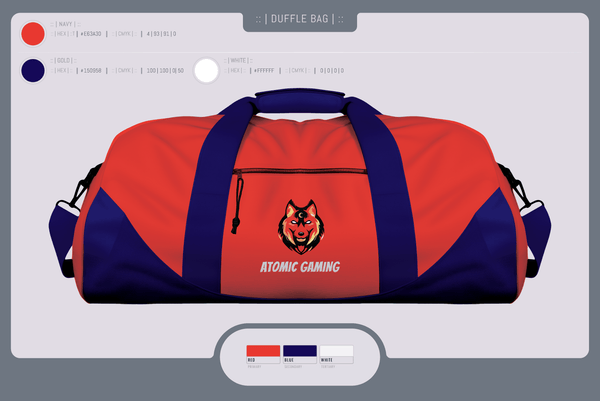 Duffle Bag, Atomic gaming and, , Teamtime, Team time, sublimation, custom sports apparel, team uniforms, spirit wear, spiritwear, sports uniforms, custom shirts, team store, custom team store, fundraiser sports, apparel fundraiser