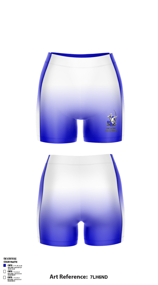Women's Compression Shorts, Antwerp Senior High School Volleyball, Women's Volleyball, Teamtime, Team time, sublimation, custom sports apparel, team uniforms, spirit wear, spiritwear, sports uniforms, custom shirts, team store, custom team store, fundraiser sports, apparel fundraiser