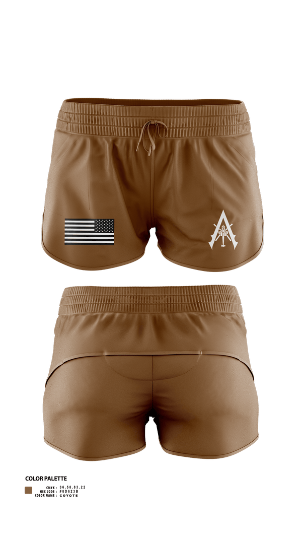 Womens Shorts, A Co. 1-3 AB, Army, Teamtime, Team time, sublimation, custom sports apparel, team uniforms, spirit wear, spiritwear, sports uniforms, custom shirts, team store, custom team store, fundraiser sports, apparel fundraiser