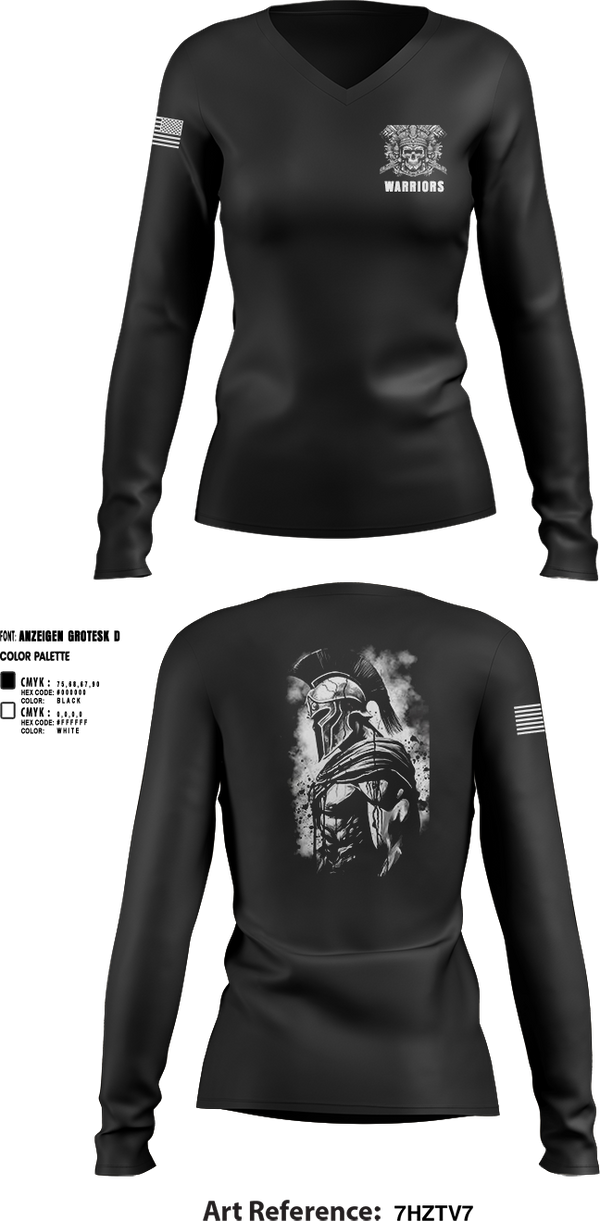 Womens Long Sleeve Vneck Shirt, Warriors, Army, Teamtime, Team time, sublimation, custom sports apparel, team uniforms, spirit wear, spiritwear, sports uniforms, custom shirts, team store, custom team store, fundraiser sports, apparel fundraiser