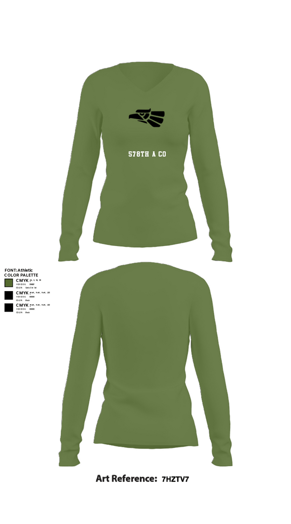 Women's Long Sleeve Vneck Shirt, 578th A Co, National Guard, Teamtime, Team time, sublimation, custom sports apparel, team uniforms, spirit wear, spiritwear, sports uniforms, custom shirts, team store, custom team store, fundraiser sports, apparel fundraiser
