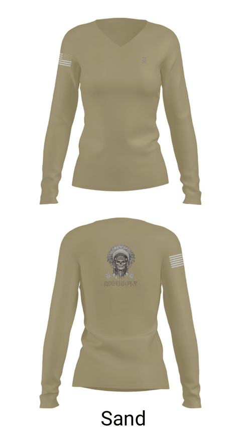 Womens Long Sleeve Vneck Shirt, 1/149th BCO INF REG 3rd PLT, Army, Teamtime, Team time, sublimation, custom sports apparel, team uniforms, spirit wear, spiritwear, sports uniforms, custom shirts, team store, custom team store, fundraiser sports, apparel fundraiser