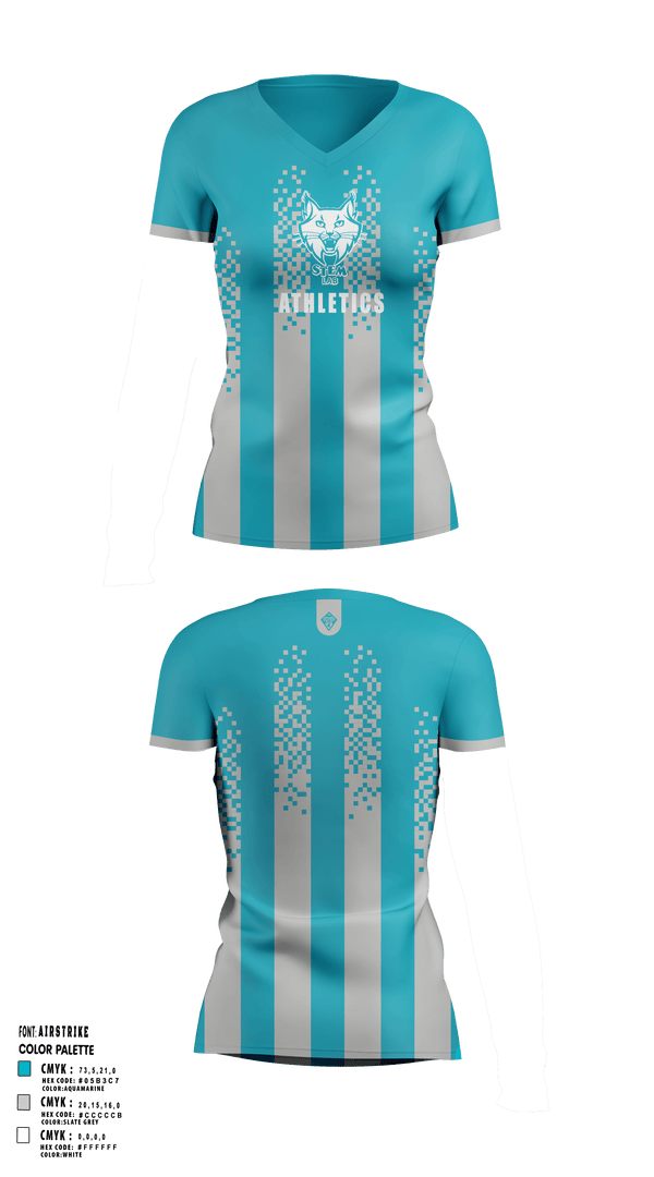 Womens Short Sleeve Vneck Shirt, Stem Lab K-8 School, Spirit Store, Teamtime, Team time, sublimation, custom sports apparel, team uniforms, spirit wear, spiritwear, sports uniforms, custom shirts, team store, custom team store, fundraiser sports, apparel fundraiser