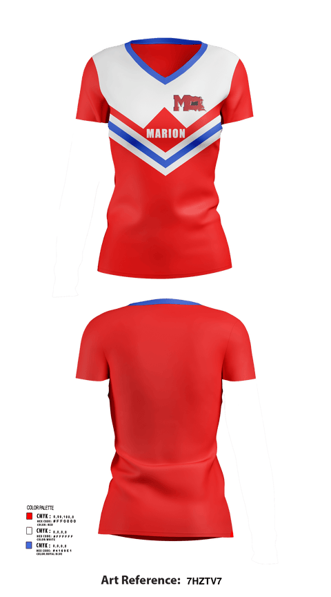 Womens Short Sleeve Vneck Shirt, Marion High School Cheer, Cheer, Teamtime, Team time, sublimation, custom sports apparel, team uniforms, spirit wear, spiritwear, sports uniforms, custom shirts, team store, custom team store, fundraiser sports, apparel fundraiser
