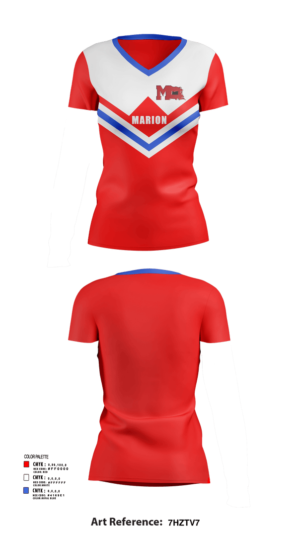 Womens Short Sleeve Vneck Shirt, Marion High School Cheer, Cheer, Teamtime, Team time, sublimation, custom sports apparel, team uniforms, spirit wear, spiritwear, sports uniforms, custom shirts, team store, custom team store, fundraiser sports, apparel fundraiser