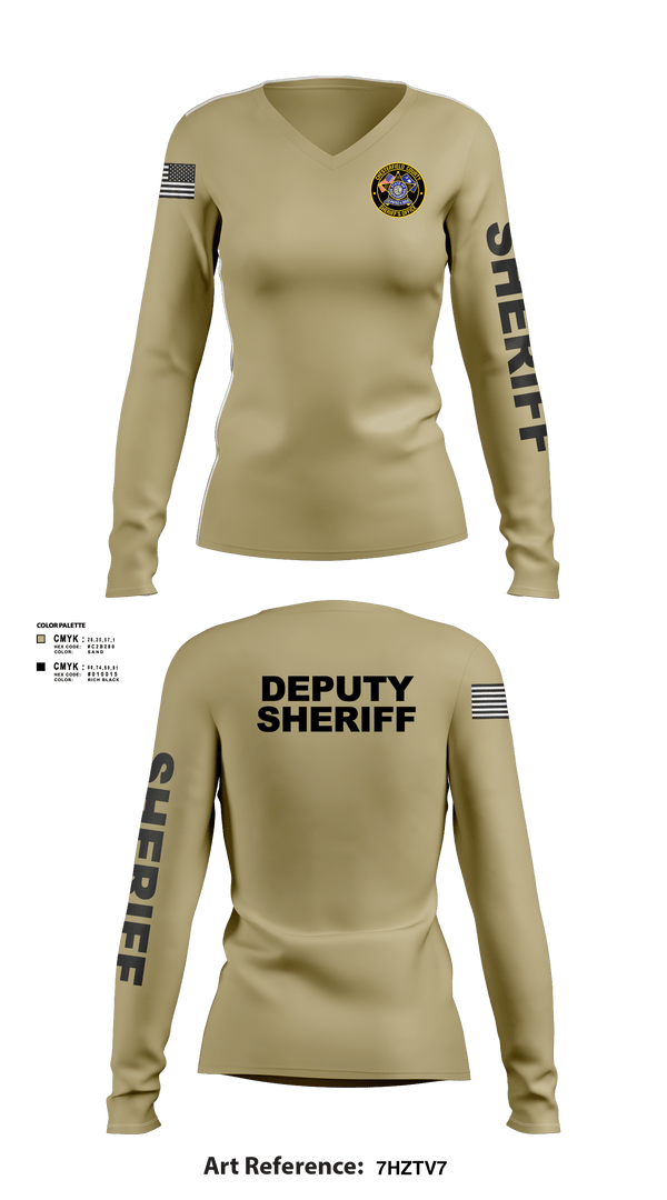Womens Long Sleeve Vneck Shirt 1, Chesterfield County Sheriff Office, Police, Teamtime, Team time, sublimation, custom sports apparel, team uniforms, spirit wear, spiritwear, sports uniforms, custom shirts, team store, custom team store, fundraiser sports, apparel fundraiser