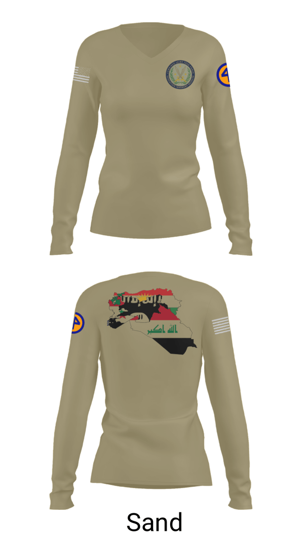 Women's Long Sleeve Vneck Shirt, 44th ICBT, National Guard, Teamtime, Team time, sublimation, custom sports apparel, team uniforms, spirit wear, spiritwear, sports uniforms, custom shirts, team store, custom team store, fundraiser sports, apparel fundraiser