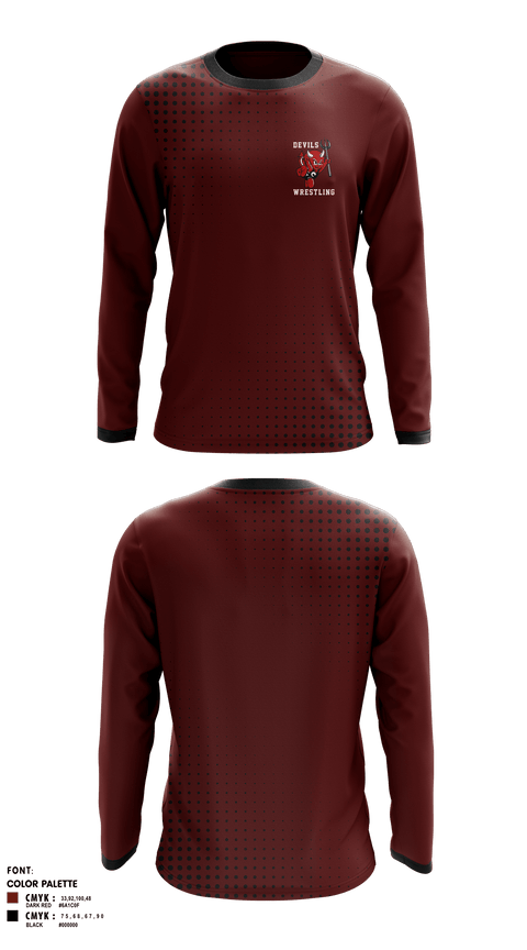 Long Sleeve Rash Guard Shirt, Devils, Wrestling, Teamtime, Team time, sublimation, custom sports apparel, team uniforms, spirit wear, spiritwear, sports uniforms, custom shirts, team store, custom team store, fundraiser sports, apparel fundraiser