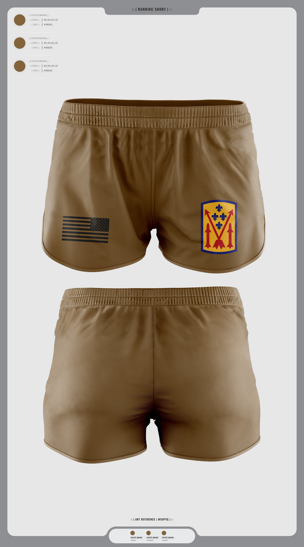Womens Shorts, Bravo 1-57 ADAR, Army, Teamtime, Team time, sublimation, custom sports apparel, team uniforms, spirit wear, spiritwear, sports uniforms, custom shirts, team store, custom team store, fundraiser sports, apparel fundraiser