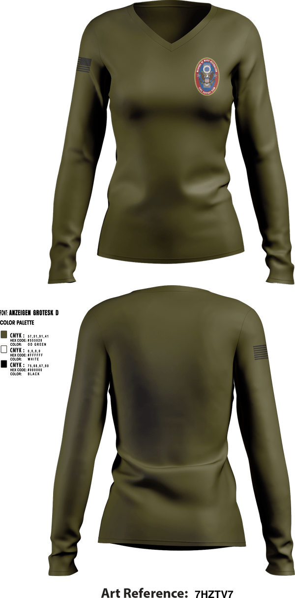 Womens Long Sleeve Vneck Shirt, 95th WMD CST, National Guard, Teamtime, Team time, sublimation, custom sports apparel, team uniforms, spirit wear, spiritwear, sports uniforms, custom shirts, team store, custom team store, fundraiser sports, apparel fundraiser