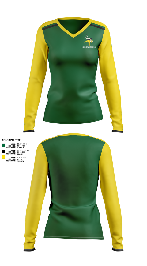 Womens Long Sleeve Vneck Shirt, Northside High School Swimming, Swimming, Teamtime, Team time, sublimation, custom sports apparel, team uniforms, spirit wear, spiritwear, sports uniforms, custom shirts, team store, custom team store, fundraiser sports, apparel fundraiser