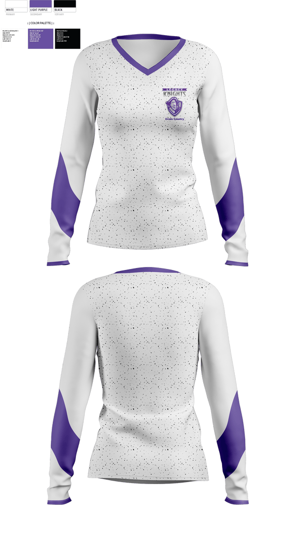 Womens Long Sleeve Vneck Shirt, Legacy Cross Country, Cross Country, Teamtime, Team time, sublimation, custom sports apparel, team uniforms, spirit wear, spiritwear, sports uniforms, custom shirts, team store, custom team store, fundraiser sports, apparel fundraiser