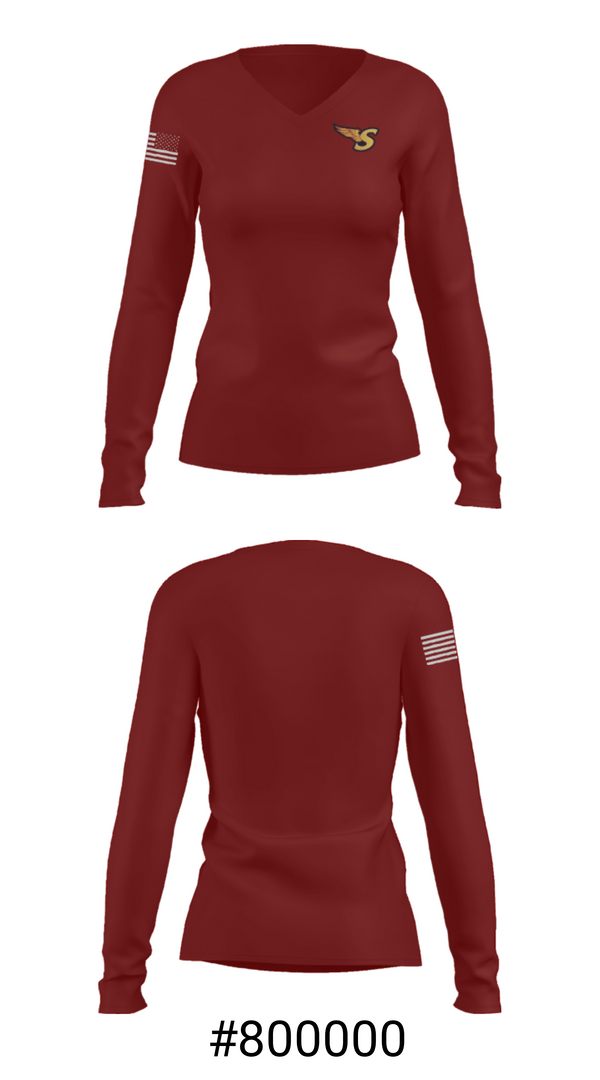 Women's Long Sleeve Vneck Shirt, Sharon High School Tennis, Tennis, Teamtime, Team time, sublimation, custom sports apparel, team uniforms, spirit wear, spiritwear, sports uniforms, custom shirts, team store, custom team store, fundraiser sports, apparel fundraiser