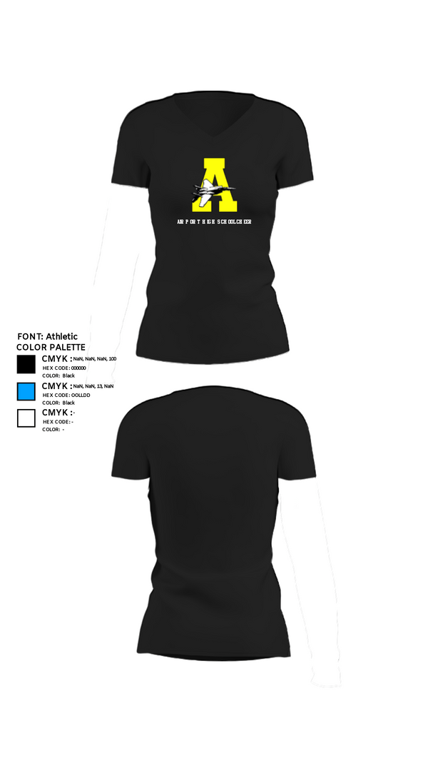 Womens Short Sleeve Vneck Shirt, Airport High School Cheer, Cheer, Teamtime, Team time, sublimation, custom sports apparel, team uniforms, spirit wear, spiritwear, sports uniforms, custom shirts, team store, custom team store, fundraiser sports, apparel fundraiser
