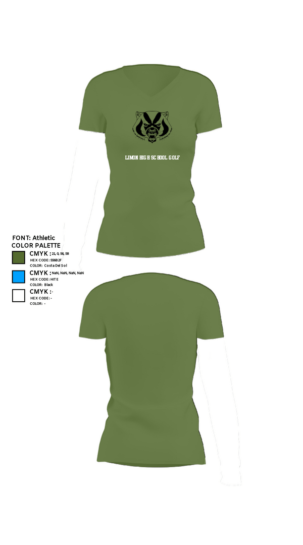 Womens Short Sleeve Vneck Shirt, Limon High School Golf, Golf, Teamtime, Team time, sublimation, custom sports apparel, team uniforms, spirit wear, spiritwear, sports uniforms, custom shirts, team store, custom team store, fundraiser sports, apparel fundraiser